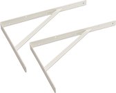 8x stuks plankdragers / schapdragers met schoor staal wit gelakt  29,5 x 20,5 cm - plankendrager - planksteun / planksteunen / wandplankdragers