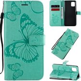 Voor Galaxy A81 / M60s / Note10 Lite 3D vlinders reliëfpatroon horizontale flip lederen tas met houder & kaartsleuf & portemonnee & lanyard (groen)