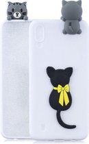 Voor Galaxy M10 3D Cartoon patroon schokbestendig TPU beschermhoes (kleine zwarte kat)