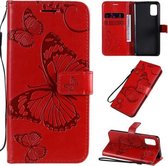 Voor Samsung Galaxy A41 3D vlinders reliëf patroon horizontaal flip lederen tas met houder & kaartsleuf & portemonnee (rood)
