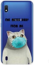 Voor Samsung Galaxy A10 gekleurde tekening patroon zeer transparante TPU beschermhoes (masker kat)