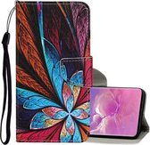 Voor Samsung Galaxy S10 + gekleurde tekening patroon horizontale flip lederen tas met houder & kaartsleuven & portemonnee & lanyard (kleurrijke bloemen)