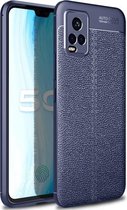 Voor Vivo S7 Litchi Texture TPU schokbestendig hoesje (marineblauw)