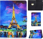 Voor Huawei MediaPad T3 10 Elektrisch Geperst TPU Gekleurde Tekening Horizontale Flip Leren Case met Houder & Kaartsleuven & Anti-slip Strip (Eiffeltoren)