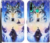 Voor Huawei Honor 9C 3D Geschilderd Patroon Horizontale Flip Leren Case met Houder & Portemonnee & Kaartsleuf & Lanyard (Sunrise Wolf)