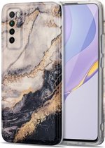 Voor Huawei nova 7 5G TPU Gilt Marble Pattern beschermhoes (zwartgrijs)