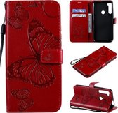 Voor Motorola Moto One Fusion Plus 3D Vlinders Embossing Patroon Horizontale Flip Leren Case met Houder & Kaartsleuf & Portemonnee (Rood)