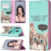 Voor Huawei P30 Lite Gekleurde Tekening Patroon Onzichtbare Magnetische Horizontale Flip PU Lederen Case met Houder & Kaartsleuven & Portemonnee (Kat)