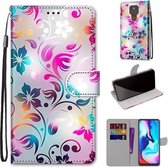 Voor Motorola Moto E7 Plus / G9 Play / G9 Gekleurde tekening Cross Texture Horizontale Flip PU lederen tas met houder & kaartsleuven & portemonnee & Lanyard (Gradient Colorful Flower)