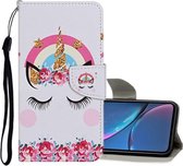 Voor iPhone XR Gekleurd tekeningpatroon Horizontaal lederen flip-hoesje met houder & kaartsleuven & portemonnee (Crown Unicorn)