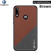 Voor Motorola Moto E6 Plus PINWUYO Rong-serie schokbestendige pc + TPU + beschermhoes van chemische vezeldoek (bruin)