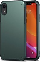 Voor iPhone XR Vierhoekige huid voelt schokbestendig TPU + pc-beschermhoes (donkergroen)