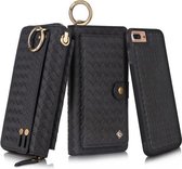 Voor iPhone 7 Plus / 8 Plus POLA Multifunctioneel Fashion Weave Magnetisch Horizontaal Flip Leren Hoesje met Kaartsleuven & Portemonnee & Fotolijst & Lanyard (Zwart)