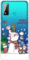 Voor Huawei P Smart 2020 Christmas Series Transparante TPU beschermhoes (Penguin Family)