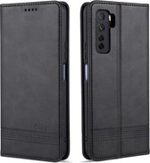 Voor Huawei Nova 7 SE AZNS Magnetische Kalfsstructuur Horizontale Flip Leren Case met Kaartsleuven & Houder & Portemonnee (Zwart)