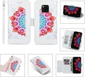 Voor Huawei Mate 20 Pro Afdrukken Tweekleurig Half Mandala-patroon Dubbelzijdige magnetische gesp Horizontale flip lederen hoes met houder & kaartsleuven & portemonnee & fotolijst & lanyard (