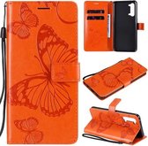 Voor OPPO Find X2 Lite / Reno3 5G 3D vlinders reliëfpatroon horizontale flip lederen tas met houder & kaartsleuf & portemonnee & lanyard (oranje)