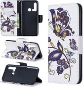 Gekleurde tekening patroon horizontaal Flip lederen hoes met houder & kaartsleuven & portemonnee voor Huawei P20 lite (2019) / nova 5i (witte vlinder)
