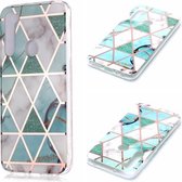 Voor Geschikt voor Xiaomi Redmi Note 8 Plating Marble Pattern Soft TPU beschermhoes (groen wit)