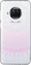 Voor Xiaomi Mi 10T Lite Gekleurd tekeningpatroon Transparant TPU beschermhoes (roze bloem)