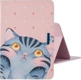 Voor 10 inch Tablet PC Universele Gekleurde Tekening Horizontale Flip PU Lederen Case met Houder & Kaartsleuf (Leuke Kat)