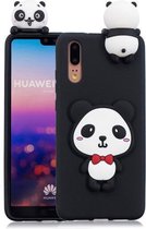 Voor Huawei P20 3D Cartoon patroon schokbestendig TPU beschermhoes (rode strik panda)