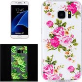 Voor Galaxy S7 / G930 Noctilucent Rose Flower Pattern IMD Vakmanschap Zachte TPU Beschermhoes