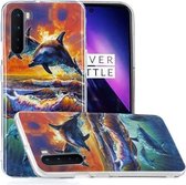 Voor OnePlus Nord Painted Pattern TPU beschermhoes (Sunset Dolphin)