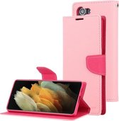 Voor Samsung Galaxy S21 5G GOOSPERY FANCY DAGBOEK Horizontale Flip PU lederen tas met houder & kaartsleuven & portemonnee (roze)