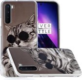 Voor OnePlus Nord Painted Pattern TPU beschermhoes (bril kat)