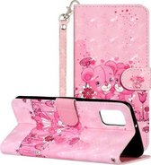 Voor Samsung Galaxy A02s 3D-patroon horizontale lederen flip-hoes met houder en kaartsleuven en portemonnee (kleine beer)