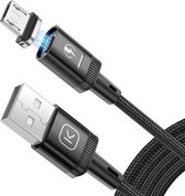 KUULAA KL-X25 1m USB naar Micro USB platte magnetische metalen connector Nylon gevlochten magnetische datakabel (zwart)