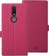 Voor Nokia 2.4 ViLi K-serie schokbestendig TPU + PU lederen magnetische gesp horizontale flip case met kaartsleuven & portemonnee & houder (rose rood)