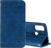 Voor Huawei P Smart (2020) Lucky Flowers Embossing Pattern Magnetische Horizontale Flip Leren Case met Houder & Kaartsleuven (Donkerblauw)