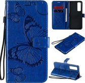Voor Huawei Nova 7 Pro 3D Vlinders Embossing Patroon Horizontale Flip Leren Case met Houder & Kaartsleuf & Portemonnee (Blauw)