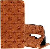 Voor OPPO A9 (2020) / A5 (2020) / A11X Lucky Flowers Embossing Pattern Magnetische horizontale flip lederen tas met houder & kaartsleuven (bruin)