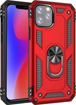 Armor schokbestendige TPU + pc-beschermhoes voor iPhone 11 Pro, met 360 graden rotatiehouder (rood)