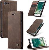 CaseMe-013 Multifunctionele Retro Frosted Horizontale Flip Leren Case voor iPhone 7/8, met Kaartsleuf & Houder & Portemonnee (Koffie)