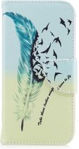 Gekleurde tekening patroon horizontaal Flip lederen hoes voor iPhone 7 Plus & 8 Plus, met houder & kaartsleuven & portemonnee (Feather Bird)