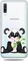 Voor Galaxy A50 3D-patroon afdrukken Extreem transparante TPU-telefoonhoes (Bamboo Bear)
