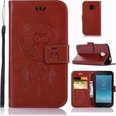 Windgong Uil Embossing Patroon Horizontale Leren Flip Case met Houder & Kaartsleuven & Portemonnee Voor Galaxy J2 Core (2018) (Bruin)