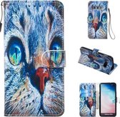 Leren beschermhoes voor Galaxy S10e (Blue Cat)