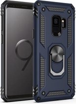 Armor Shockproof TPU + PC beschermhoes voor Galaxy S9, met 360 graden rotatiehouder (blauw)