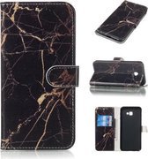 Gekleurde tekening marmer patroon horizontale flip PU lederen tas met houder & kaartsleuven & portemonnee voor Galaxy J4 + (zwart goud)