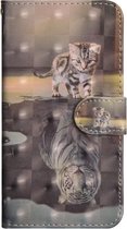 3D-schilderijpatroon Horizontaal Flip TPU + PU lederen tas met houder & kaartsleuven en portemonnee voor Galaxy S9 + (Cat Tiger)