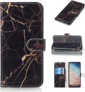 Gekleurde tekening marmer patroon horizontale flip PU lederen tas met houder & kaartsleuven & portemonnee voor Galaxy S10 5G (zwart goud)