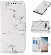 Gekleurde tekening marmer patroon horizontale flip PU lederen tas met houder & kaartsleuven & portemonnee voor Galaxy S10 (wit)