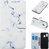 Gekleurde tekening marmer patroon horizontale flip PU lederen tas met houder & kaartsleuven & portemonnee voor Galaxy A20 / A30 (wit)