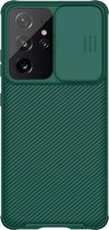 Voor Samsung Galaxy S21 Ultra 5G NILLKIN Black Mirror Pro Series Camshield Volledige Dekking Stofdicht Krasbestendig Telefoon Case (Groen)