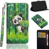 Voor Huawei Honor 9A 3D Schilderen Patroon Horizontale Flip TPU + PU Lederen Case met Houder & Kaartsleuven & Portemonnee (Panda Klimmen Bamboe)